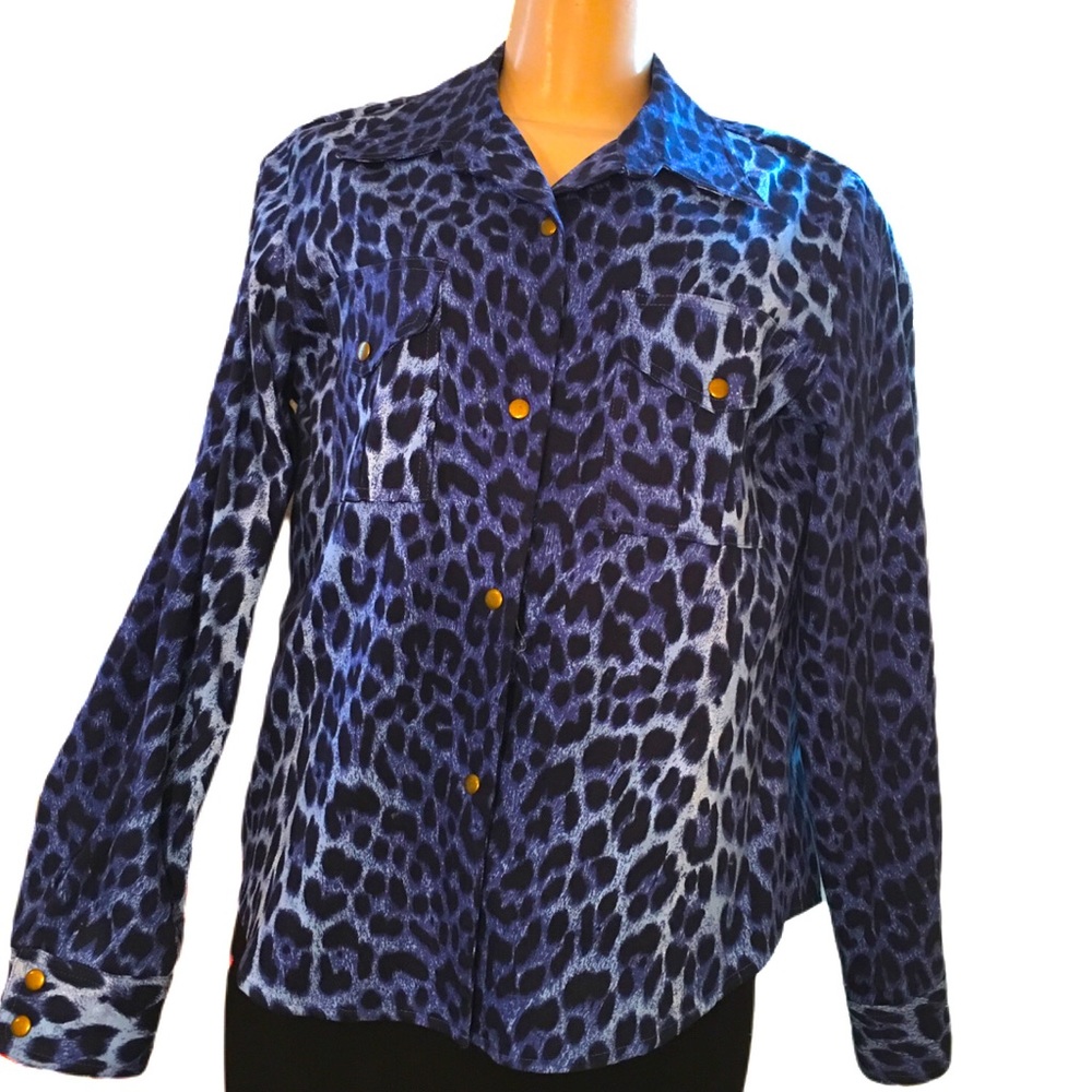 Animal print snap-front jacket Sz M